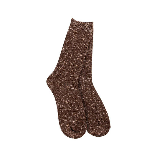 World's Softest Women's Cotton Slub Marled Crew Socks Coffee