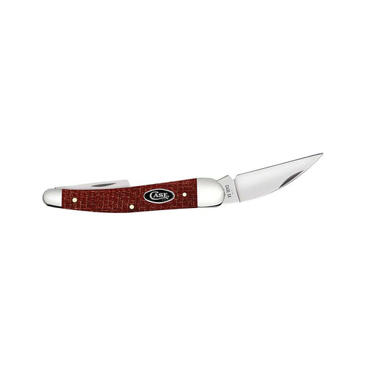 Color swatch for Smooth Dark Red Burlap Micarta CS Seahorse Whittler Knife in Red Burlap Micarta