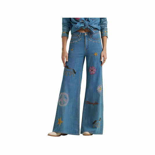 Wrangler Women's Lainey Wilson Embroidered Wide Leg Jeans Denim