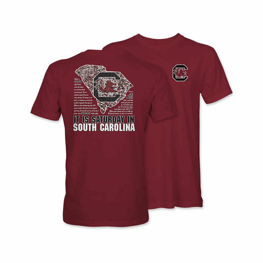 Color swatch for Eat More Tees Gamecocks Saturday in South Carolina Short Sleeve T-Shirt in Garnet