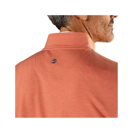 Duck Head Men's Dunmore Quarter- Zip Long Sleeve Pullover  Coral Heather