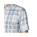Carhartt Men's Fort Loose Short Sleeve Plaid Shirt  Blue Aura
