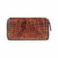 Wrangler Croco Print Leather Zip-Around Wallet Brown