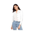 Charlie B Women's Fringe Edges Colored Twill Jacket, White, alternate view 4