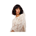 Charlie B Women's 3/4 Sleeve Crochet Crew Neck Sweater, Natural, alternate view 3