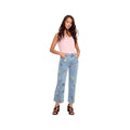 Charlie B Women's All Over Floral Embroidered Wide Leg Stretch Denim Pants, Light Blue, alternate view 3