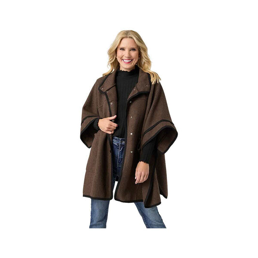 Coco+Carmen Women's Flynn Snap Front Wrap with Pockets, Chocolate
