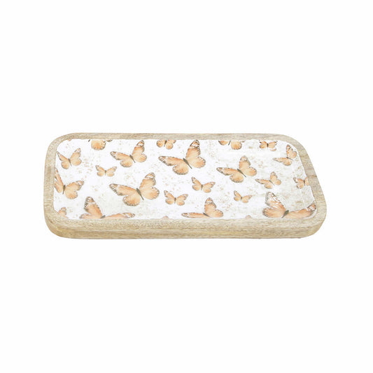 WT Collection Butterfly Enamel Oval Tray Small