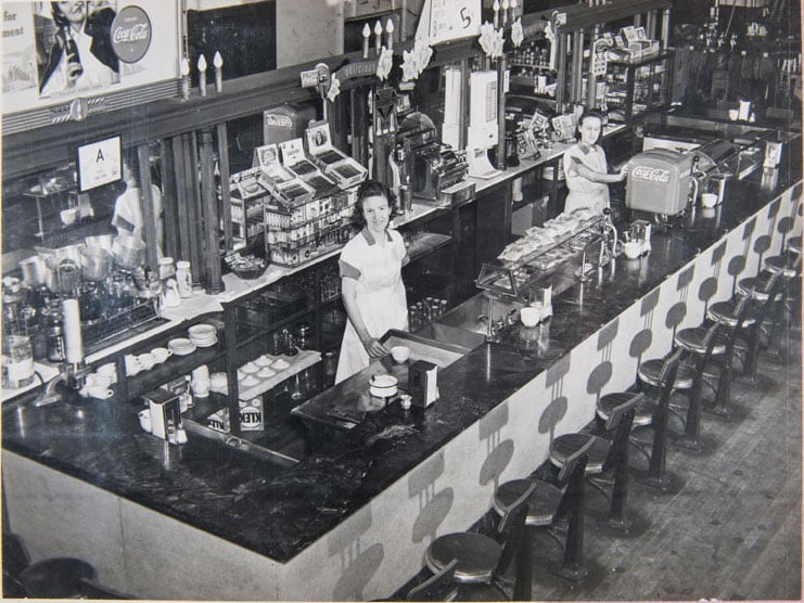 Lunch counter at Brown-Rogers-Dixson, opened in 1934
