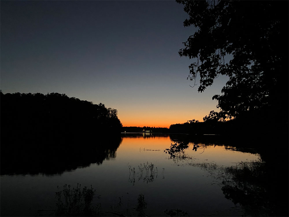 Sunset at Salem Lake in Winston-Salem