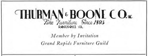 Thurman & Boone Furniture Ad from around 1944