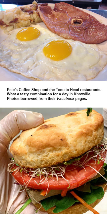 Let's eat at Pete's Coffee Shop and The Tomato Head