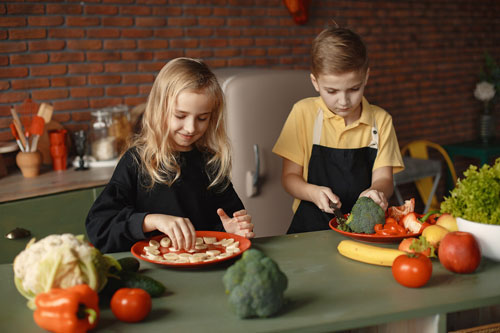 Kids preparing food