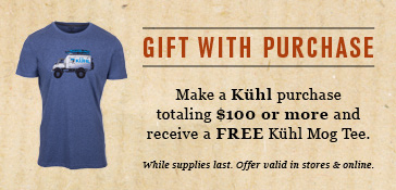 Make a Kuhl purchase totaling $100 or more and receive a free Kuhl Mog Tee