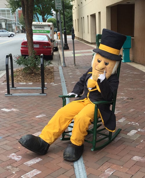 Demon Deacon at the Mast Store in Winston-Salem