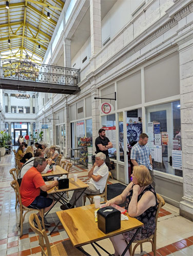 Enjoy a meal at The Arcade Building
