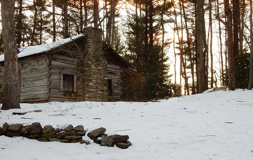 A cabin in the snow