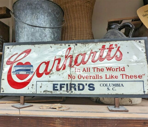 Carhartt sign on Columbia's high walls