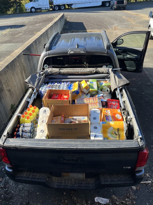 Truck loaded with supplies