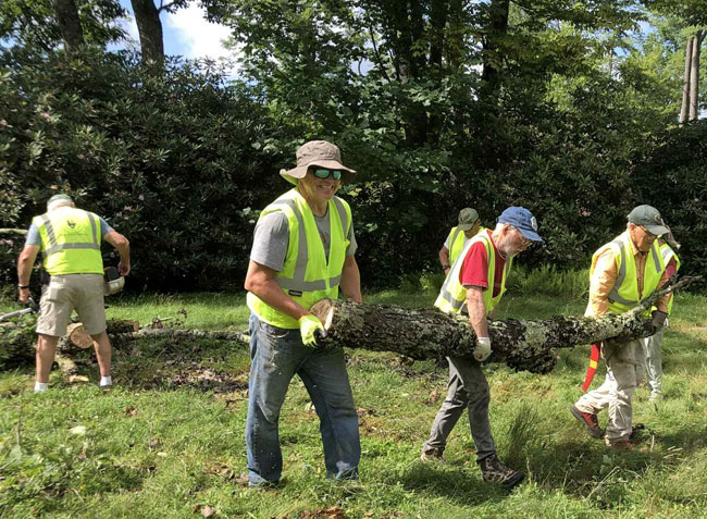 National Park Service Volunteers clearing the Julian Price Park Campground.Photo by NPS Volunteer B. Ownes.