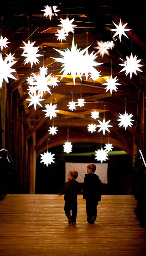 Bridge from the visitor center into the settlement of Old Salem, courtesy of Old Salem Museums & Gardens