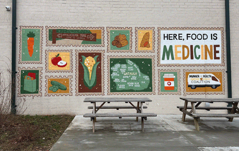 Volunteers from the Mast Store help the Hunger & Health Coalition in Boone