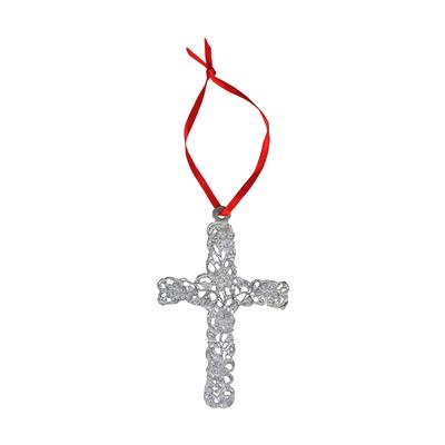 Olive Blossom Cross Large Pewter Ornament
