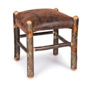 Amish Upholstered Foot Stool - Leather: MULTI