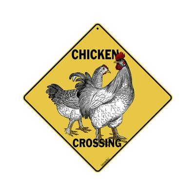 Chicken Crossing Tin Sign
