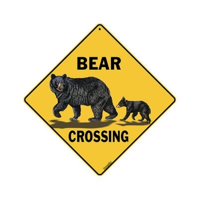 Bear Crossing Tin Sign