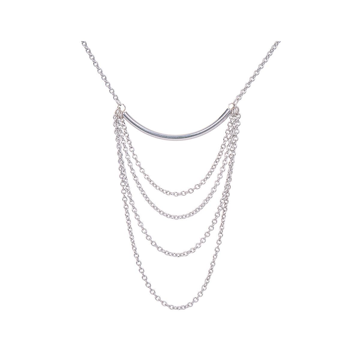  Women's Metal Bar With Chain Loops Necklace