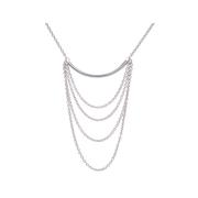 Women's Metal Bar with Chain Loops Necklace: BLUE