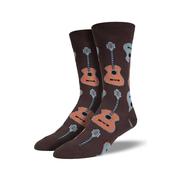 Men's Acoustic Guitar Socks: BROWN