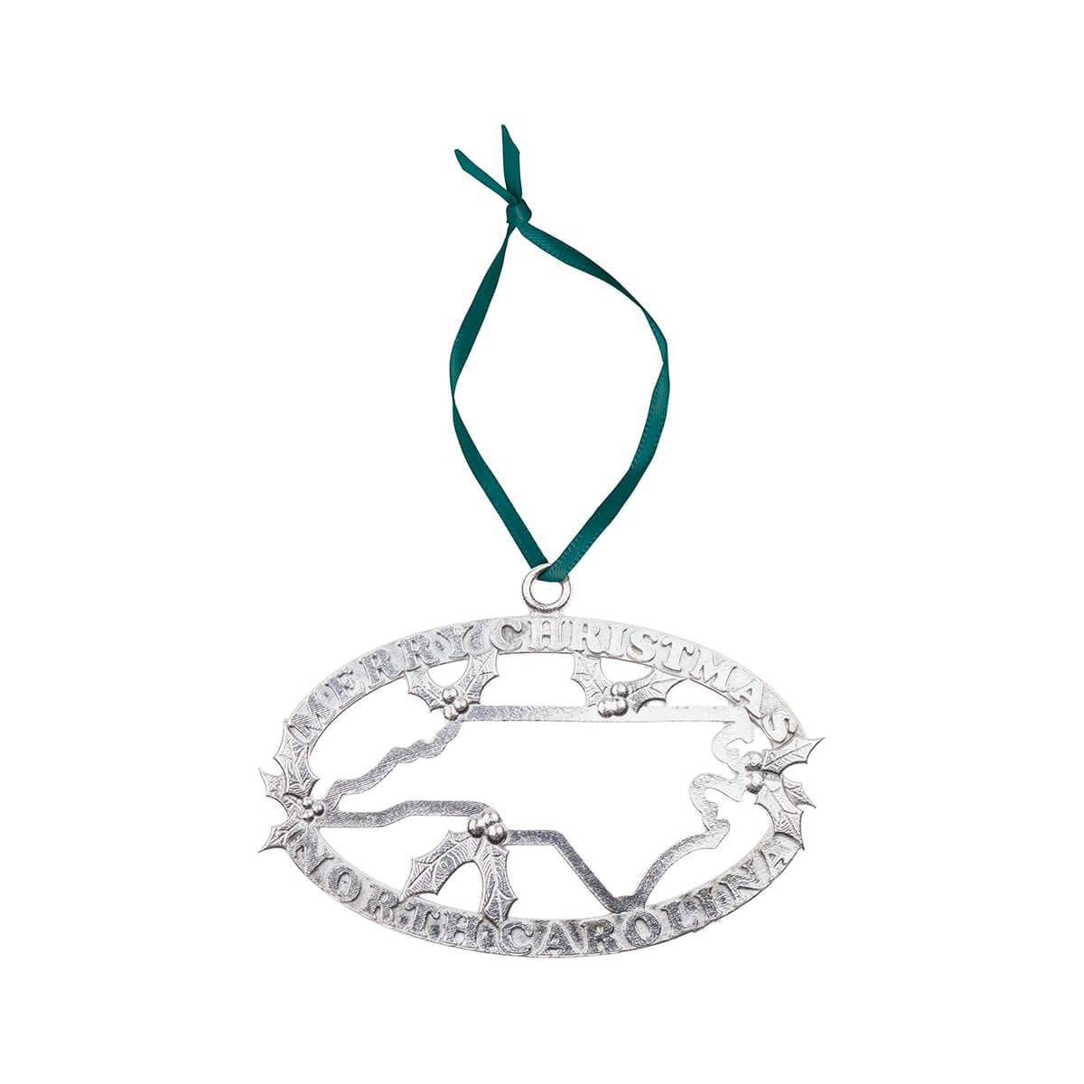 NC Merry Christmas Pewter Ornament