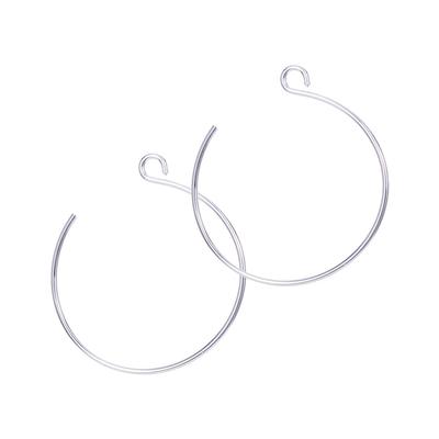 Backward Loop Large Silver Earrings
