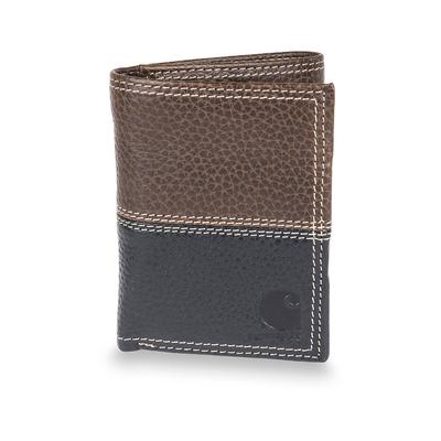 Men's rugged trifold two tone wallet
