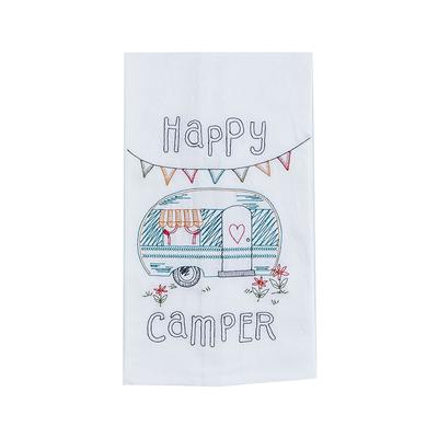 Happy Camper Embroidered Flour Sack Towel
