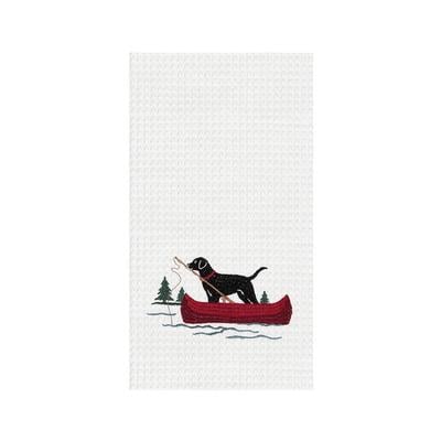 Embroidered Fishing Canoe Kitchen Towel