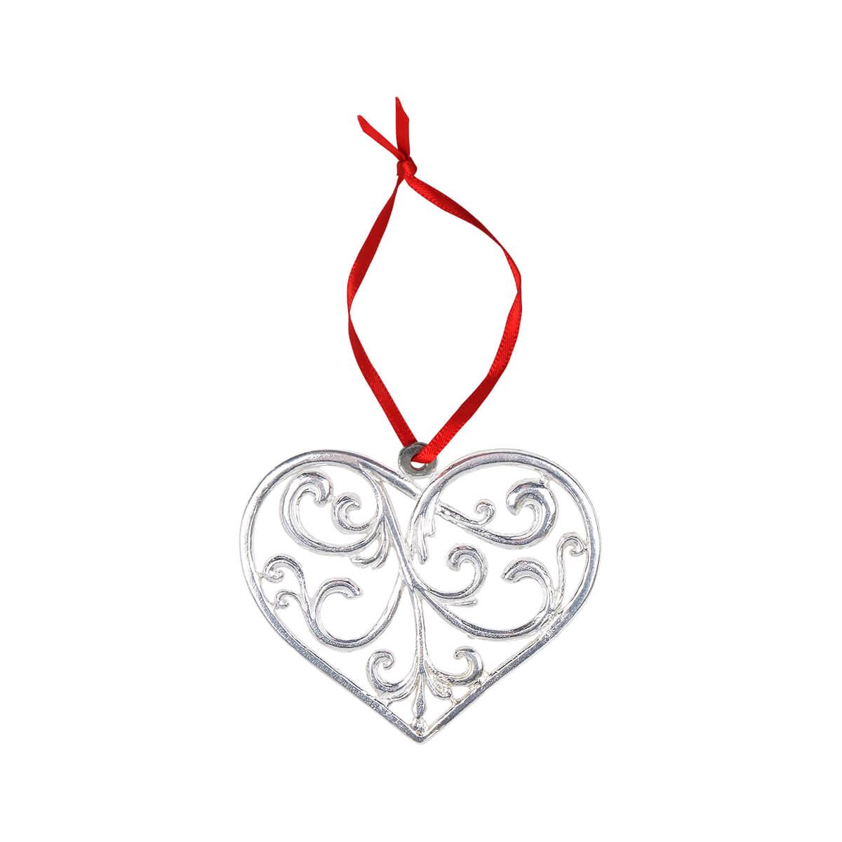  Open Heart Pewter Ornament