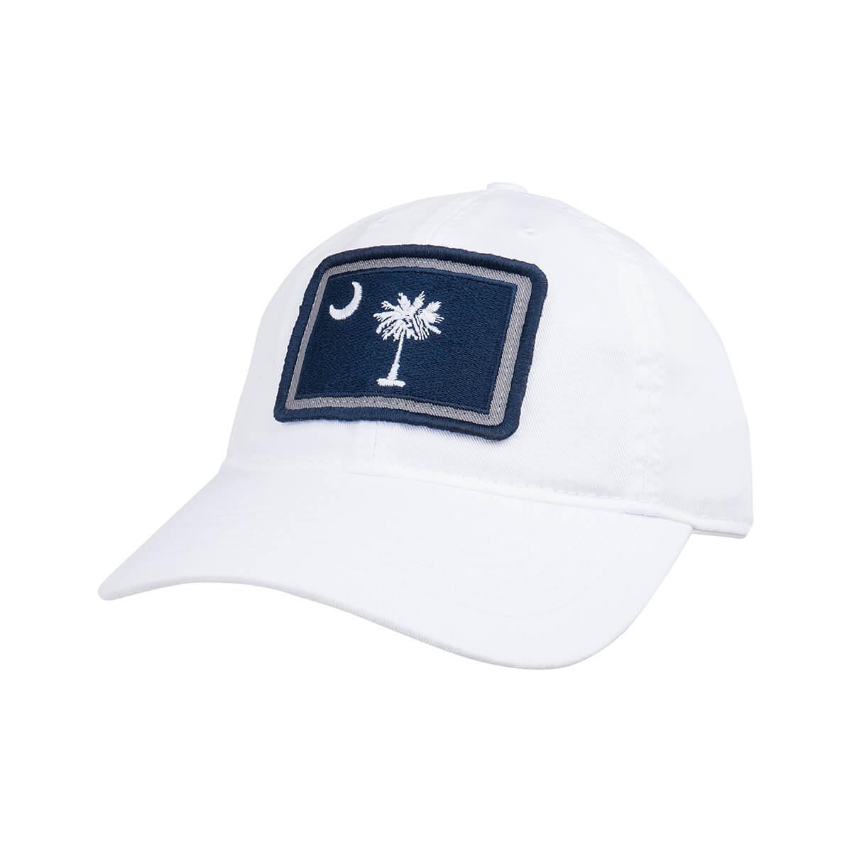 South Carolina SC Palmetto Crescent Moon Blue Washed Embroidered Ball Cap Hat