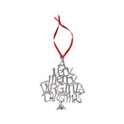 A Very Merry Virginia Christmas Pewter Ornament: RED_RIBBON