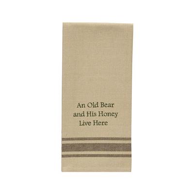 An Old Bear and His Honey Live Here Dishtowel