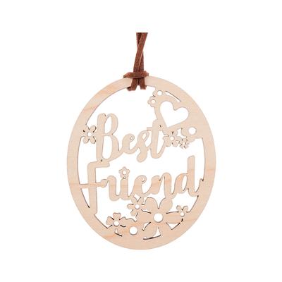 Wooden Oval Cut Out Best Friend Floral Ornament