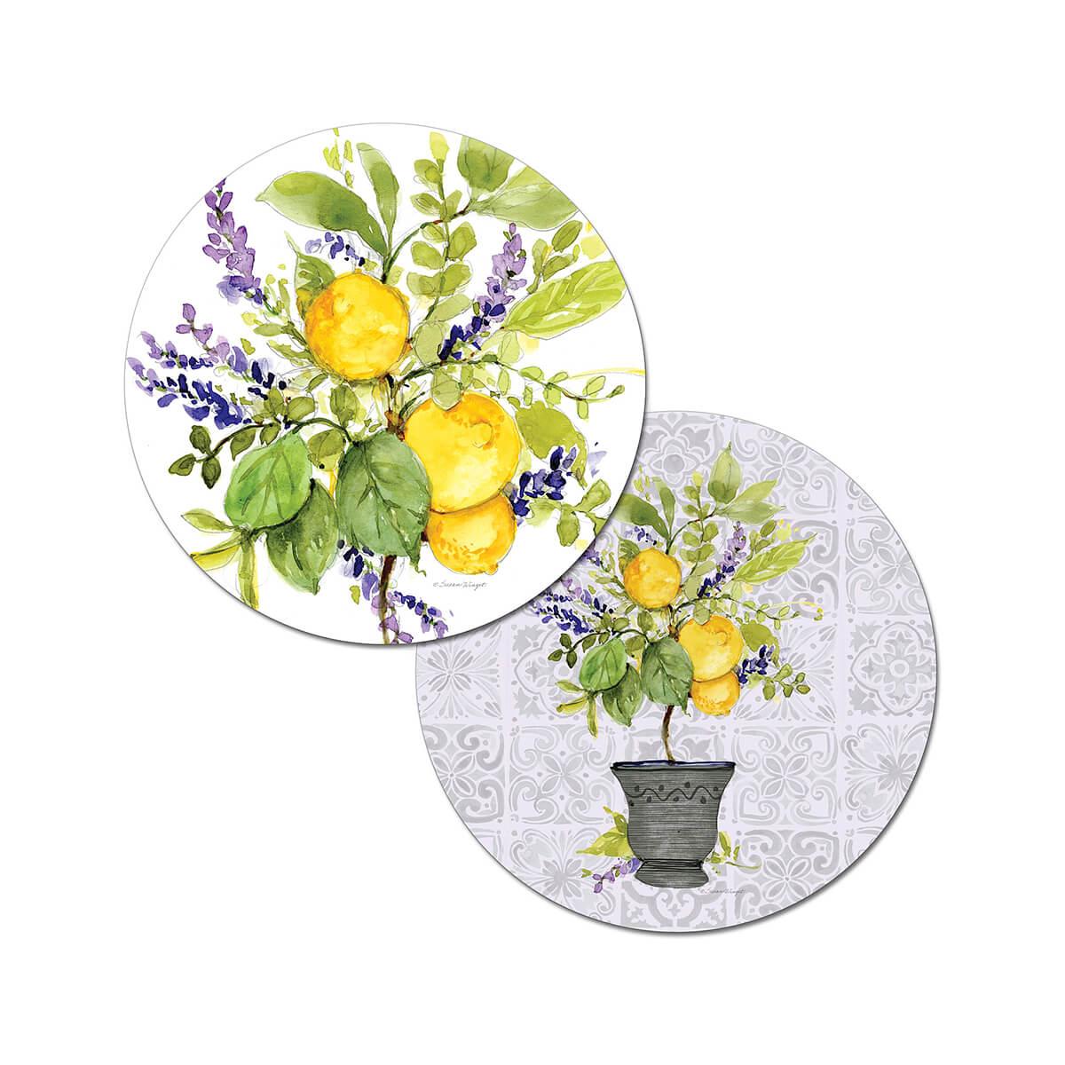  Reversible Round Placemat - Watercolor Lemons