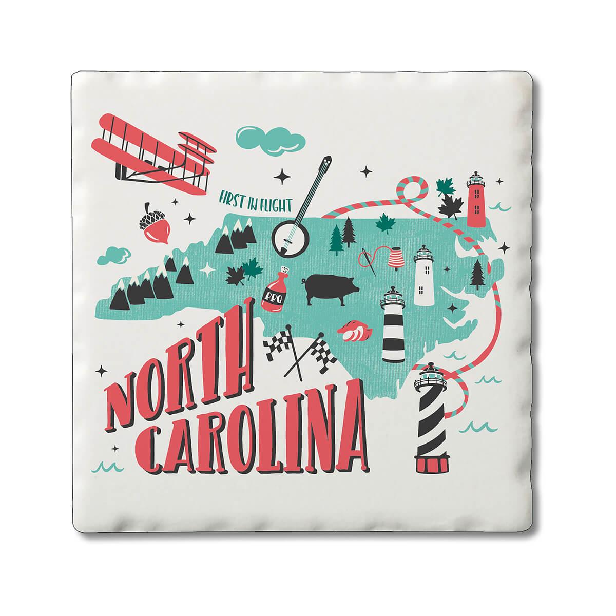  Two Tone North Carolina State Coaster Set