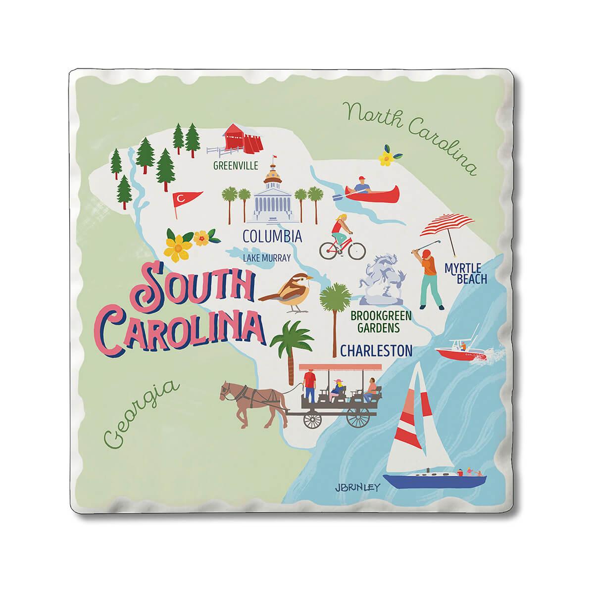  South Carolina State Attractions Coaster Set