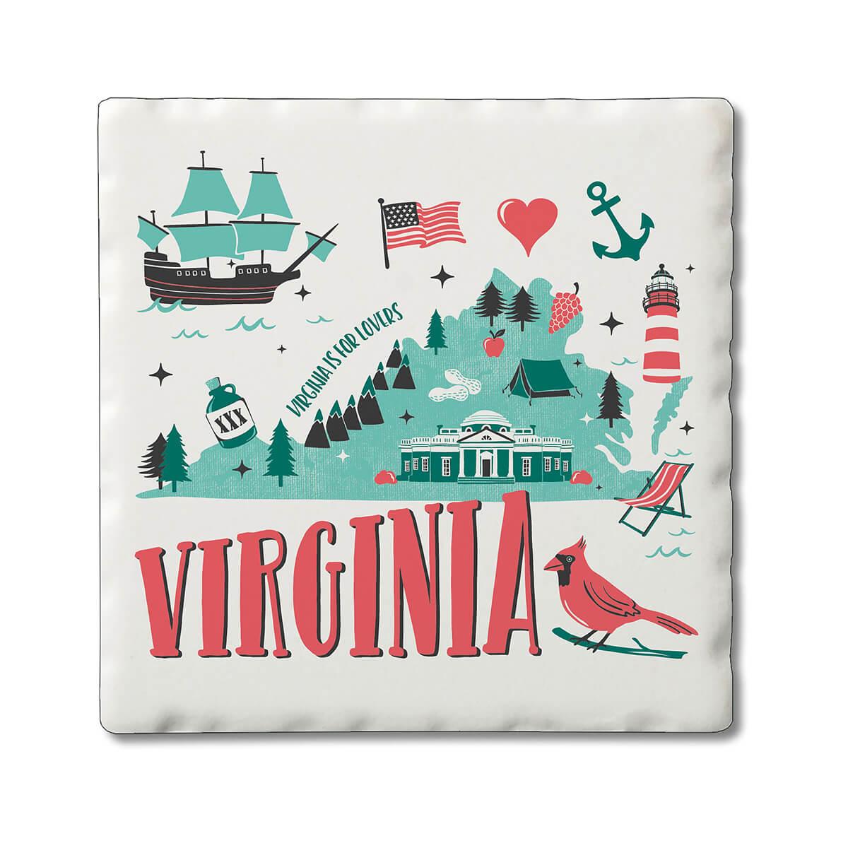  Two Tone Virginia State Coaster Set