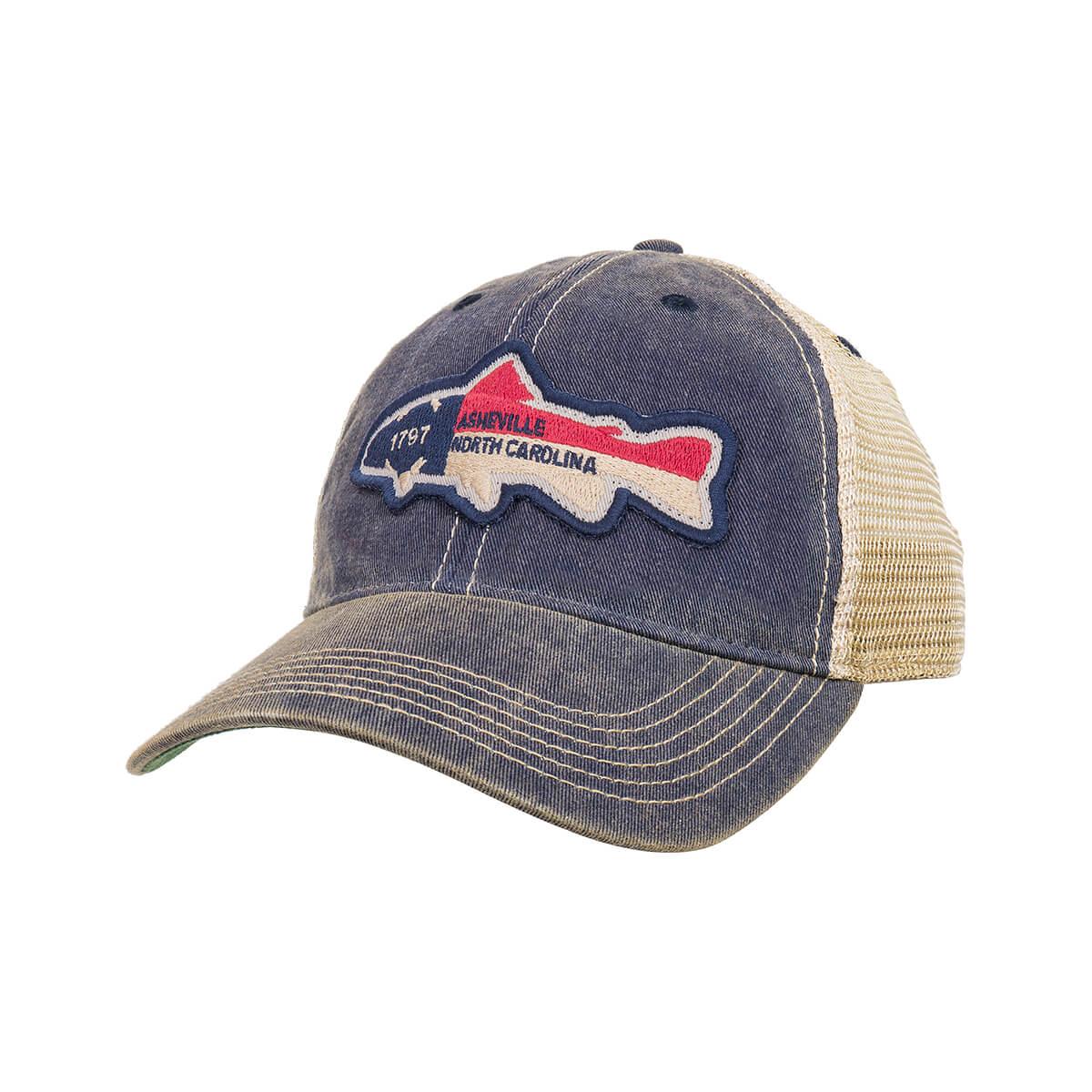  Asheville Fish Nc Flag Trucker Hat