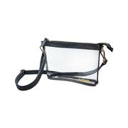 Small Crossbody Bag - Clear PVC with Black and Gold Accents: BLACK