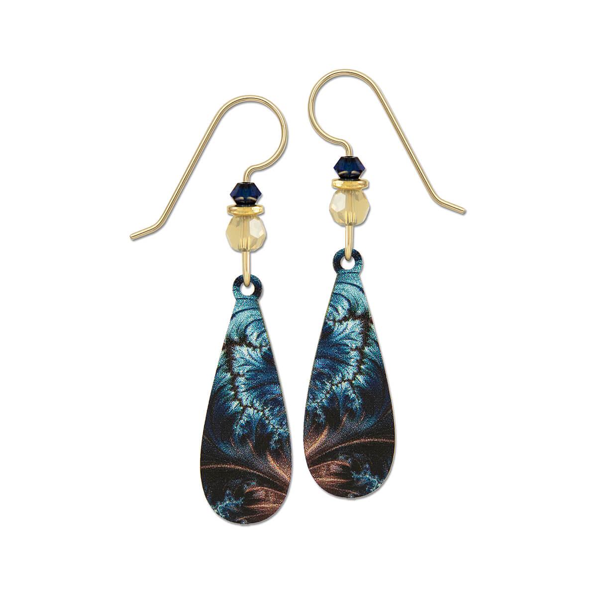  Dark Blue Wave Design Teardrop Earrings